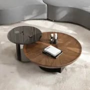 صورة طقم طاولات أوربيتا – تصميم وعاء من الخشب الطبيعي مع طاولة جانبية زجاجية