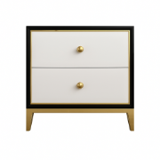 صورة طاولة غرفة نوم حديثة أسود مع أبيض لاروم - 2 درج