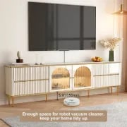 Picture of Monella TV Stand – Natural Wood with Cabinet Door and Storage Drawers