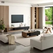 Mauro Media Set in Natural Wood & Black