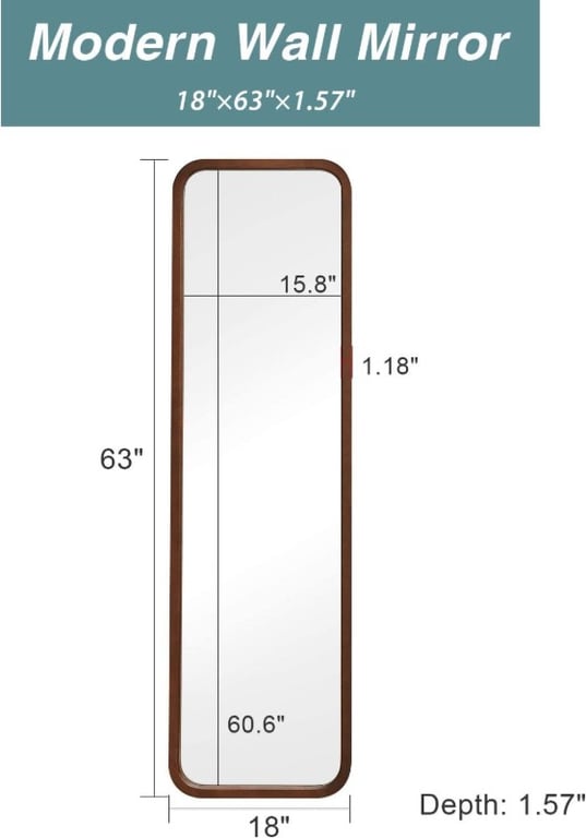 صورة زادي مرآة كاملة الطول بإطار خشبي