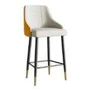 Élégance Bar Stool – Quilted Back with Gold Accents - Natural wood