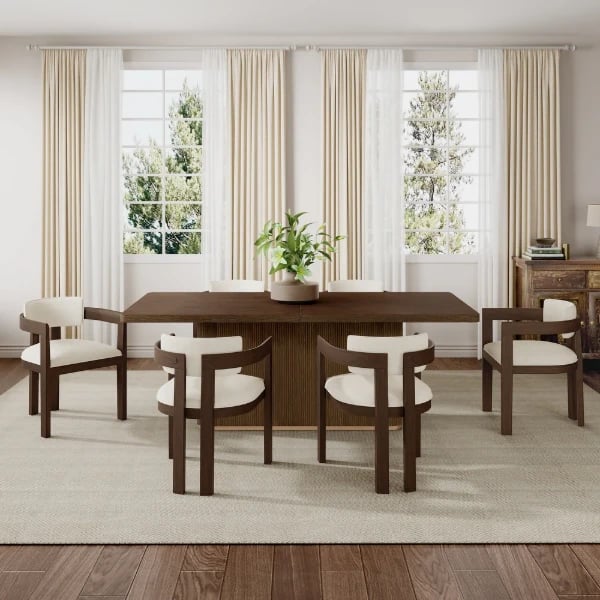 Aurex – Elegant Dining Set | Natural Wood with Golden Accents