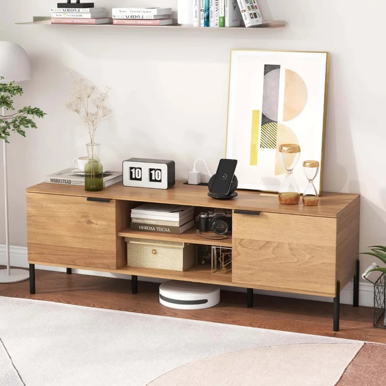 Picture of Nori Natural Wood TV Unit – Dual Cabinets