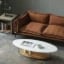 Elaris – Oval Coffee Table with Two Layers | Natural Wood & Marble Alternative