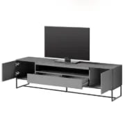 Picture of ‏Miro – Matte Grey Natural Wood TV unit with Metal Base