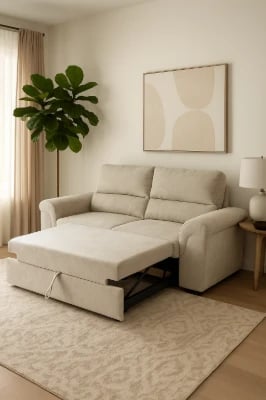 Picture of Minerva Pillow-Back Sofa – Soft Beige Comfort with Rolled Arm Design
