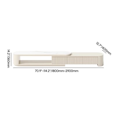 صورة وحدة تلفاز آرڤيا  قابلة للتوسيع – تصميم منحني بسيط من الخشب الطبيعي