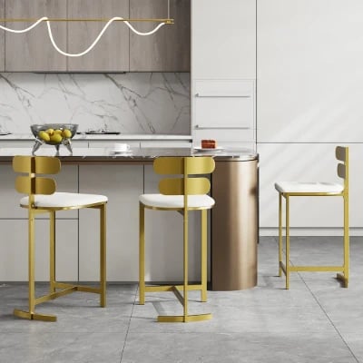 Lumière Dorée – Modern Stainless Steel Bar Stool