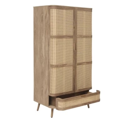 Picture of Arden Natural Wood & Rattan Wardrobe