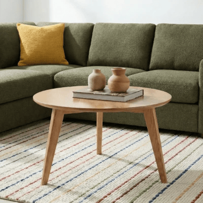 صورة Oaklo Round Coffee Table – Natural Wood