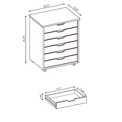 صورة وحدة تخزين بريشاى بـ 6 أدراج بعجلات – عملية وعصرية قابلة للتحريك