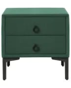 Aureva – Upholstered Bedside Table with 2 Drawers & Metal Legs