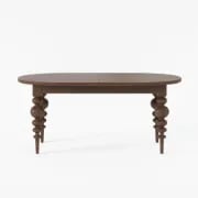 Picture of Elegant Black Oval Dining Table with Sculpted Legs