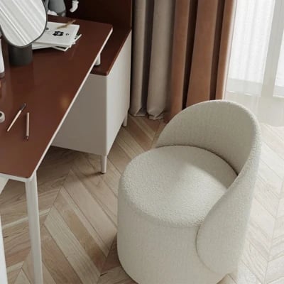 Elenora Vanity Chair – Natural Wood & Premium Fabric