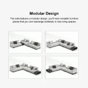 صورة كنبة ركنية على شكل حرف الـ كافالو – بقاعدة من الخشب الطبيعي