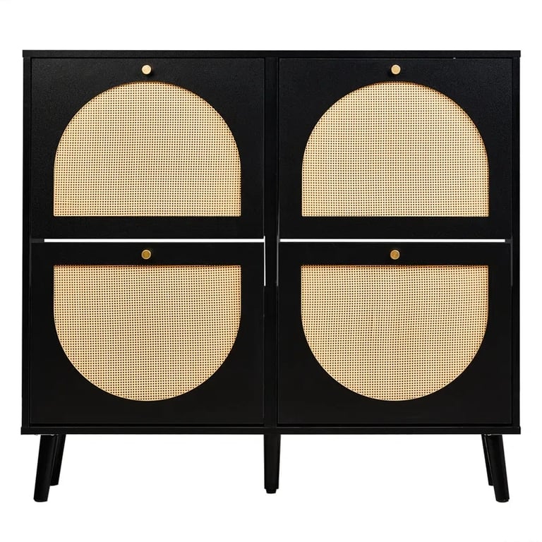 Picture of Orbital Shoe Storage - Natural wood with Rattan