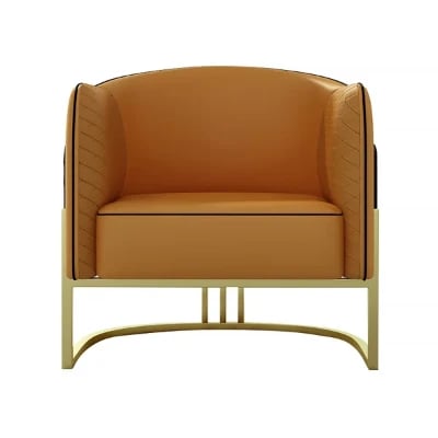 Picture of Zayra Accent Chair –  Leather with Gold Metal Base