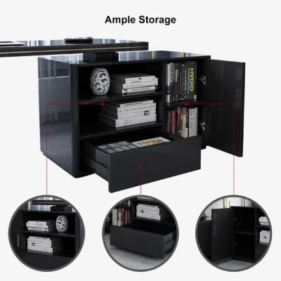 Picture of Verso – L-Shaped Natural Wood Computer Desk with Side Cabinet