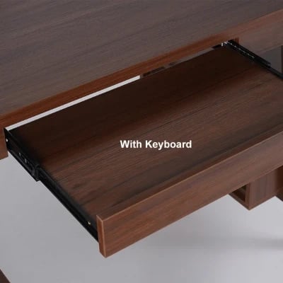 Picture of Ultic – L-Shaped Natural Wood Home Desk with Drawers & Shelf