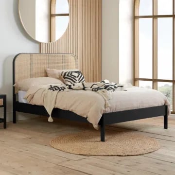 Picture of Émilienne Natural Wood Bed – Woven Headboard