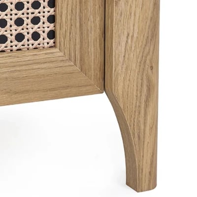 Alara – Natural Wood & Rattan 2-Drawer Bedside Table
