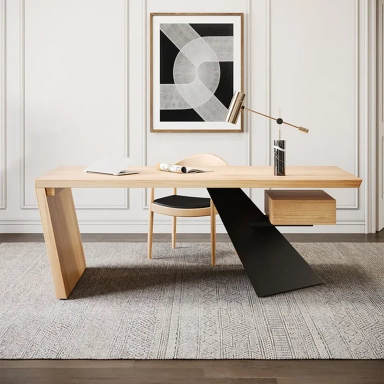 Picture of Zekar – Natural Wood Accent Desk with Handcrafted Knot-Inspired Top