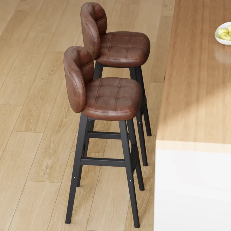 Picture of Rivano Bar Stool – Leather with Wooden Base