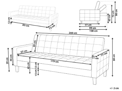 Mirelle – Modern Convertible Sofa with Natural Wood Frame