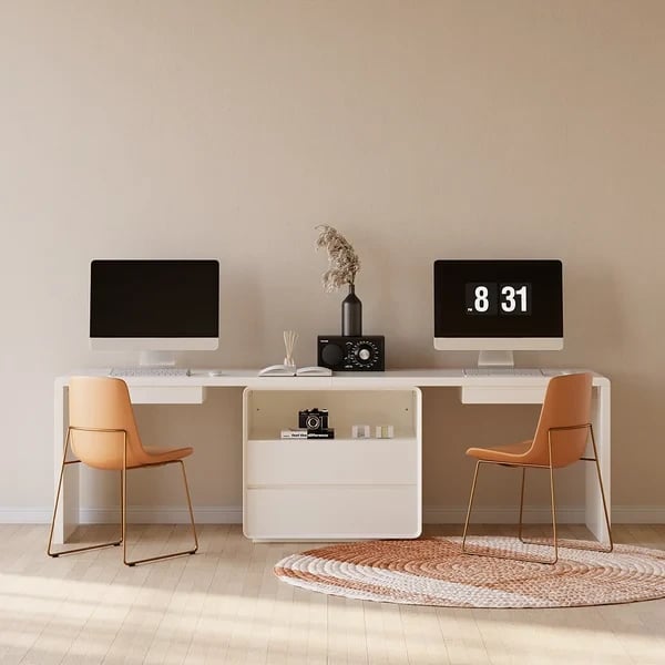Picture of Clajy – Natural Wood Desk -Modern Desk with 4 Drawers & 1 Cabinet