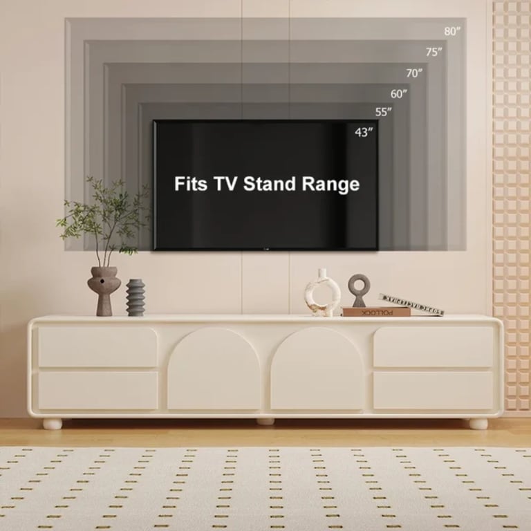 Picture of Arime Natural Wood TV Unit – Arched Storage & Drawers