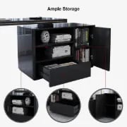 صورة ڤيرسو – مكتب كمبيوتر خشب طبيعي على شكل L مع وحدة جانبية