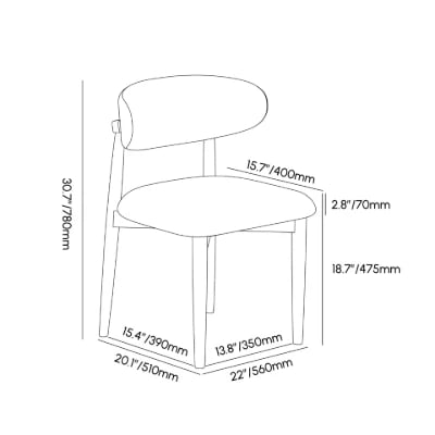 صورة كرسي الطعام إليو بظهر منحني – تصميم أنيق من الخشب الطبيعي المعالج