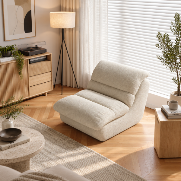 Picture of Nuvra Natural Wood Lounge Chair – Ultra-Plush Modern Curve