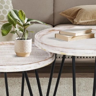 صورة طاولة جانبية حديثة خشب طبيعي هارڤ  - قطعيتن