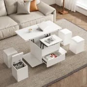 Picture of Landro  Natural Wood  Coffee Table with Drawers