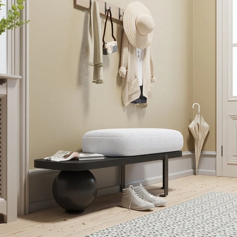 Orin – Elegant Modern Bench – Natural Wood with Metal Legs