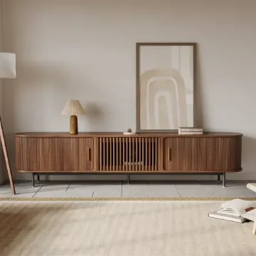 Valeno – Practical TV Unit – Natural Wood with Metal Legs