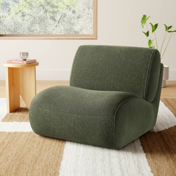 Fleuron Curved Accent Chair - Natural Wood.