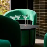 Picture of Patchie Patchwork Accent Chair – Soft Upholstery with Natural Wood Base