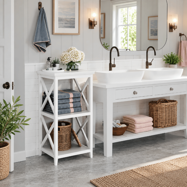 Picture of Scarlett Free-Standing Bathroom With Shelves - natural wood