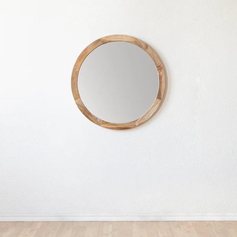 Amane Round Solid Wood Wall Mirror