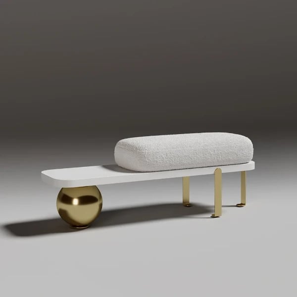 Orin – Elegant Modern Bench – Natural Wood with Metal Legs