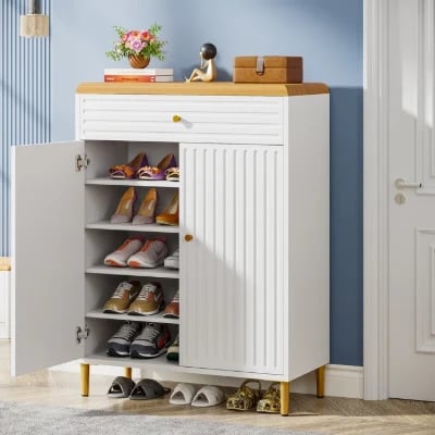 20 Pairs WhiteBrown Shoe Storage Cabinet