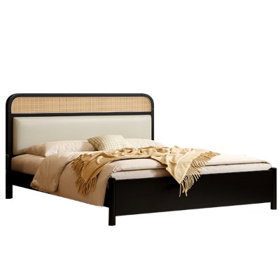 صورة كالما نوار – سرير بإطار خشب طبيعي ولوح رأسي من الخيزران