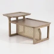 صورة طاولة القهوة كانورا من الراتان وخشب طبيعي – لمسة بوهيمية بسيطة