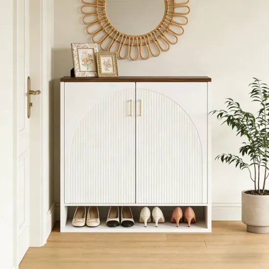 Arcelle – Modern Natural Wood Shoe Cabinet