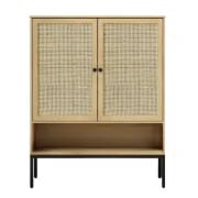 Marisse – Natural Wood Shoe Cabinet with Rattan Doors