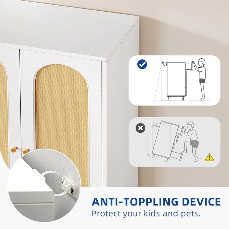 صورة دولاب حديث خشب طبيعي مع راتان -باچيرو
