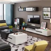 صورة فليكسو – طاولة قهوة من الخشب الطبيعي بسطح منزلق وأجزاء قابلة للتمديد مع وحدة تخزين